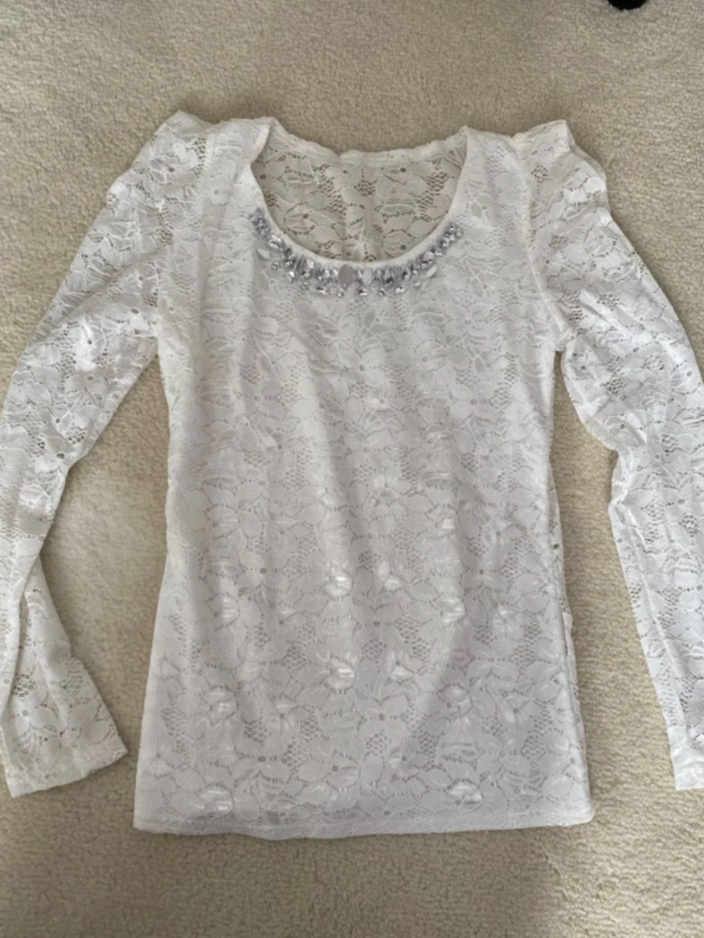 White Lace Long-Sleeve Top